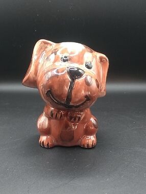 Vintage Handcrafted  Brown With Spots Ceramic Kitchy Dog Figurine (B3)